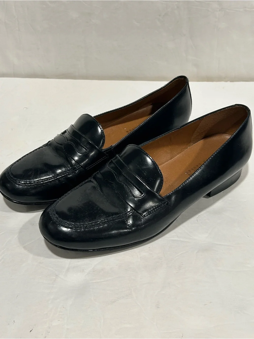 Lauren Ralph Lauren Black Leather Penny Loafers Made in Brazil Size 6.5 Vintage